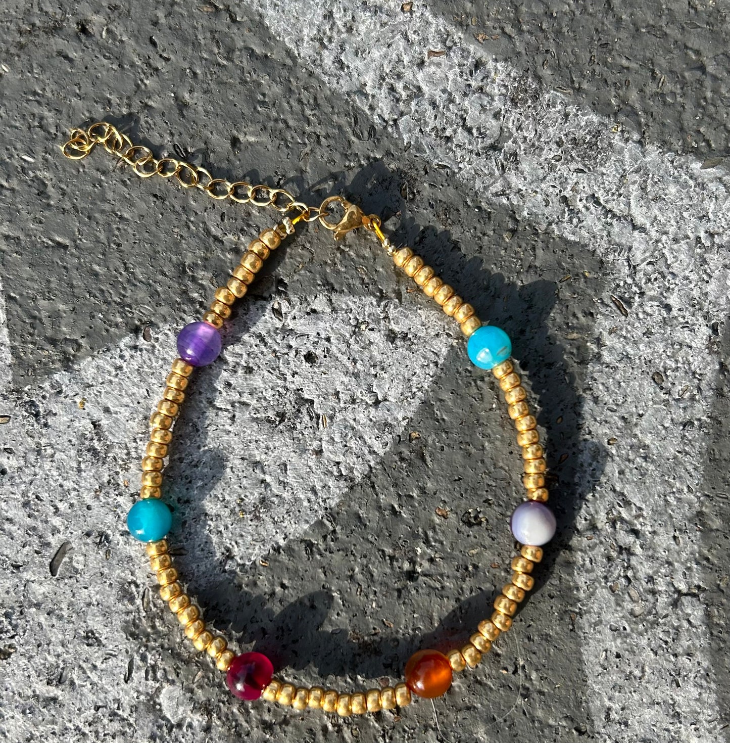 Bracelet colourful agaat 🧡🩵💜