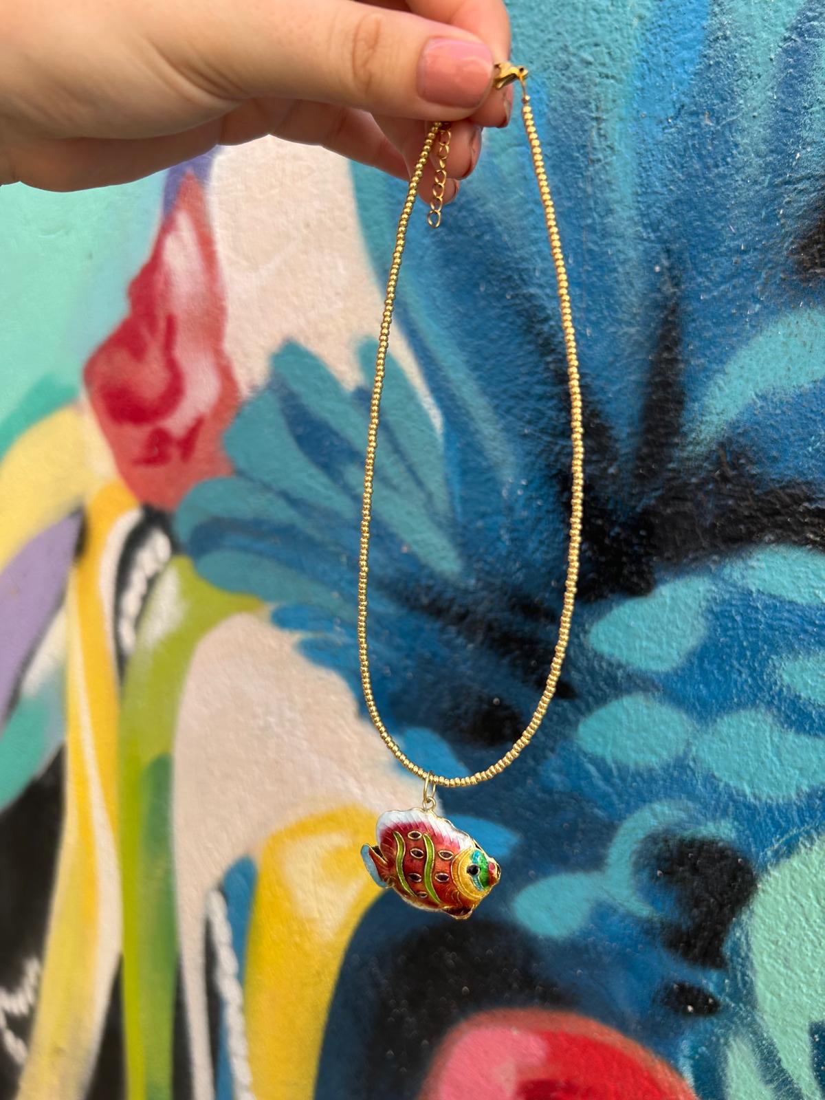 Necklace colourful fish red🐠✨