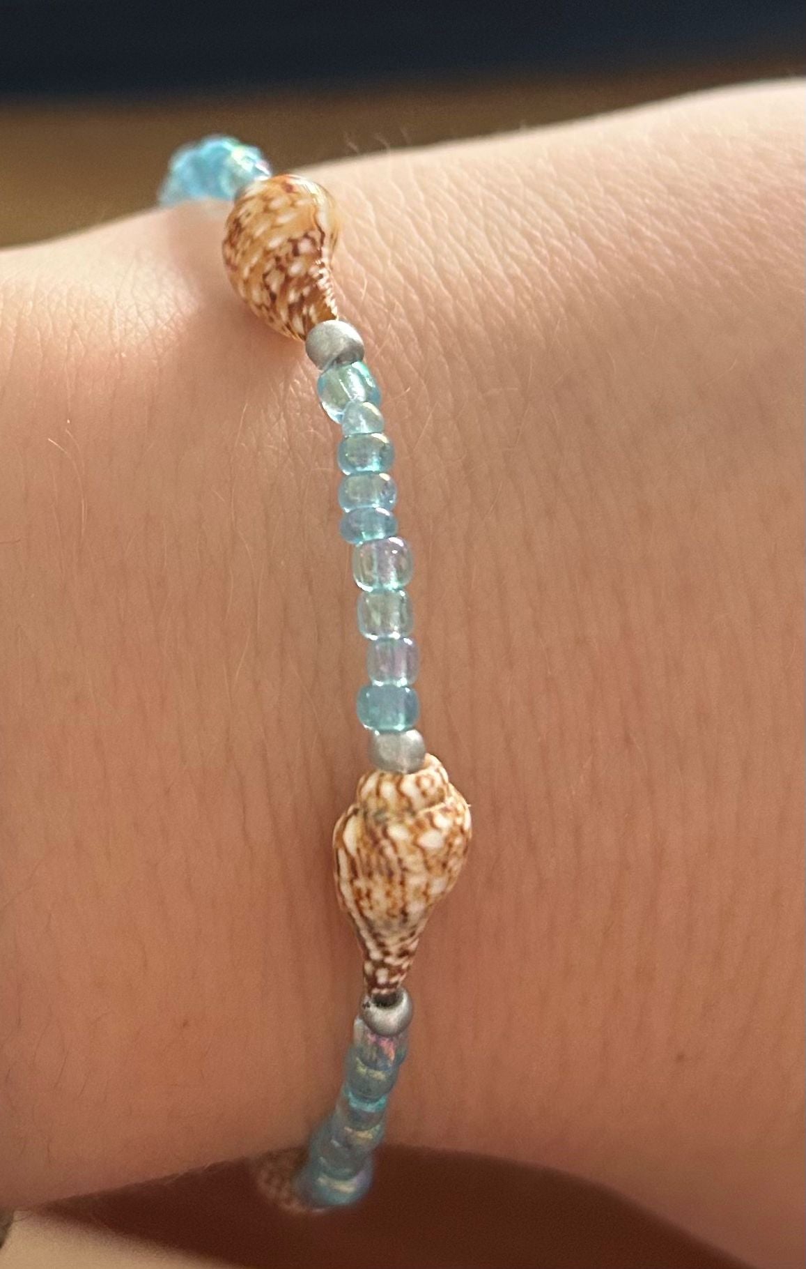 Bracelet sea shells blue silver🐚
