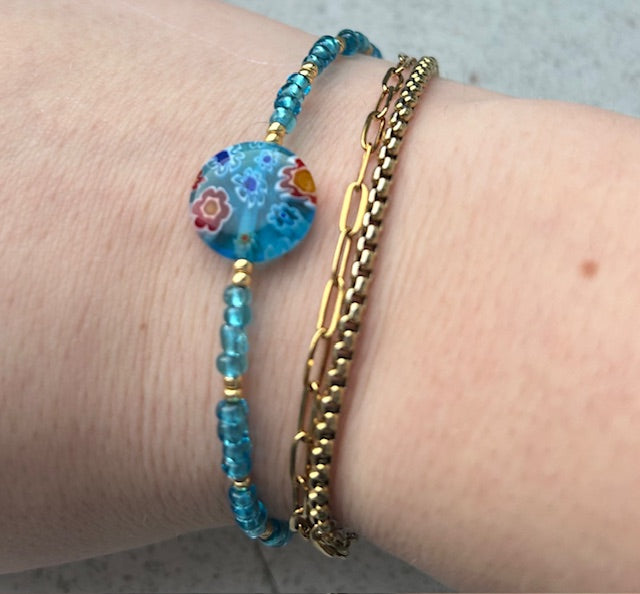bracelet a touch of flowers gold🌸🌺💙✨