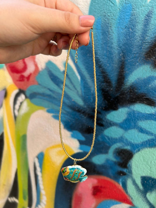 Necklace Colourful Fish Blue🐟✨