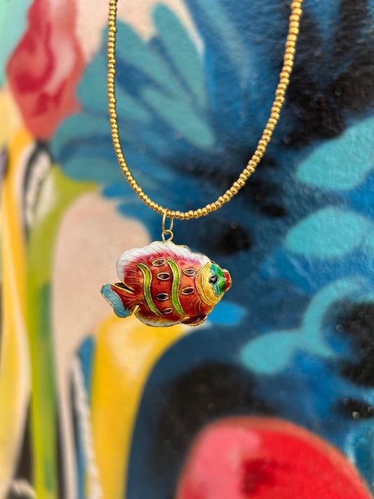 Necklace colourful fish red🐠✨