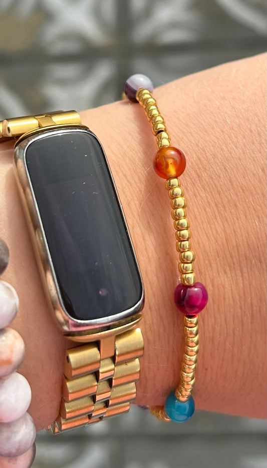 Bracelet colourful agaat 🧡🩵💜