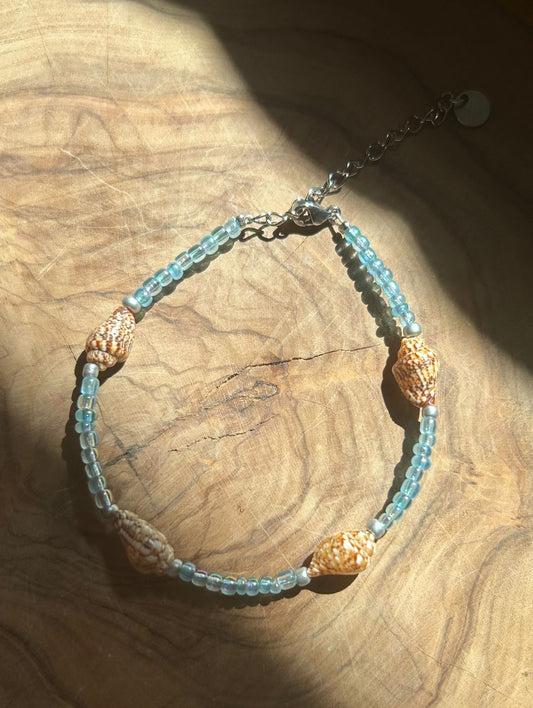 Bracelet sea shells blue silver🐚