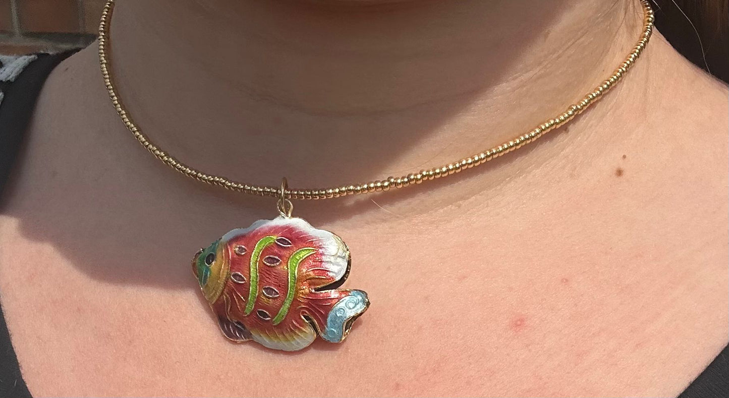 Necklace colourful fish red🐠✨