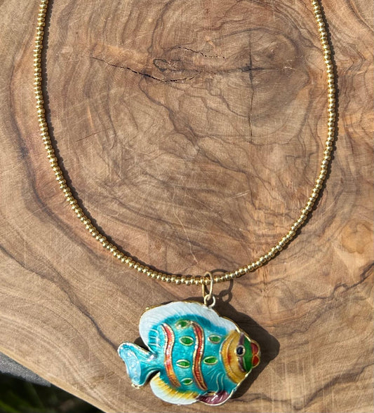 Necklace Colourful Fish Blue🐟✨