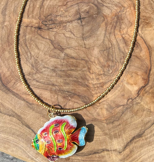 Necklace colourful fish red🐠✨