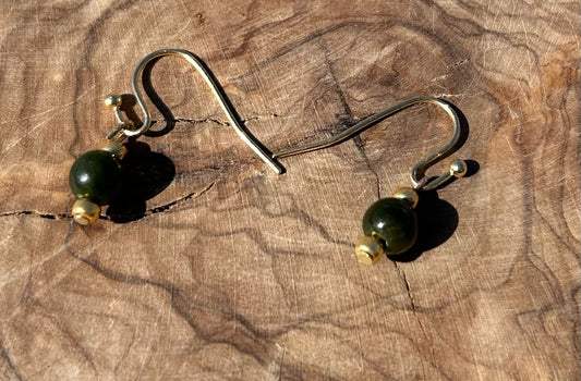 Earrings gem stone jade gold💛✨🐢